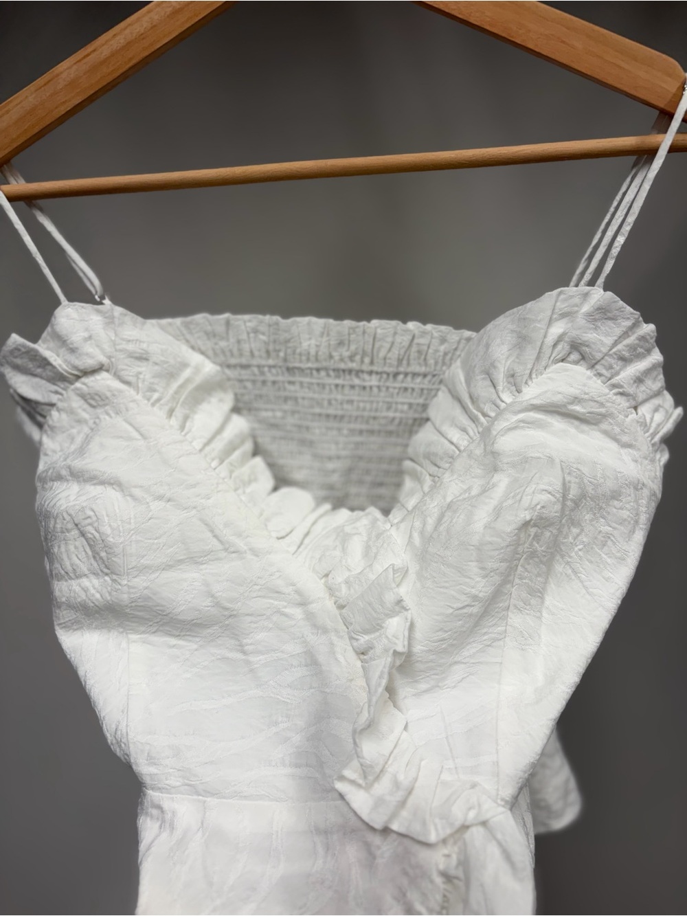 White Ruffled Smocked Bodice Tank